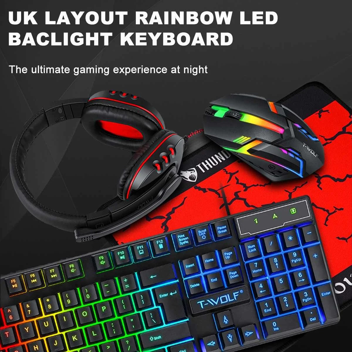 Kit Gamer Completo (Teclado, Mause, Mause Pad, Auriculares)