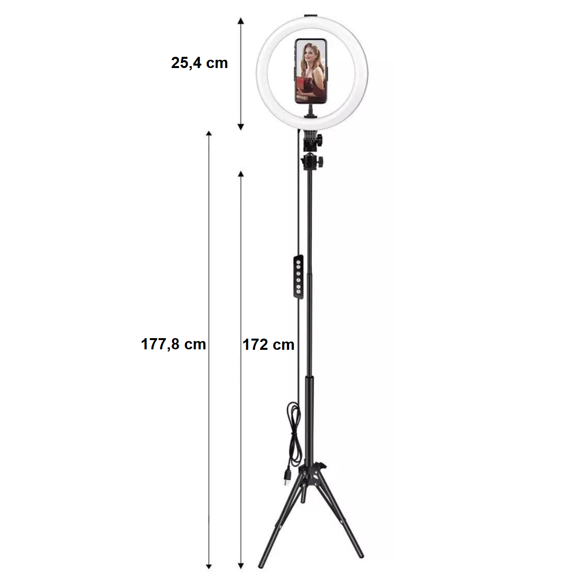 Aro de Luz LED 26 cm Trípode 2.1 M