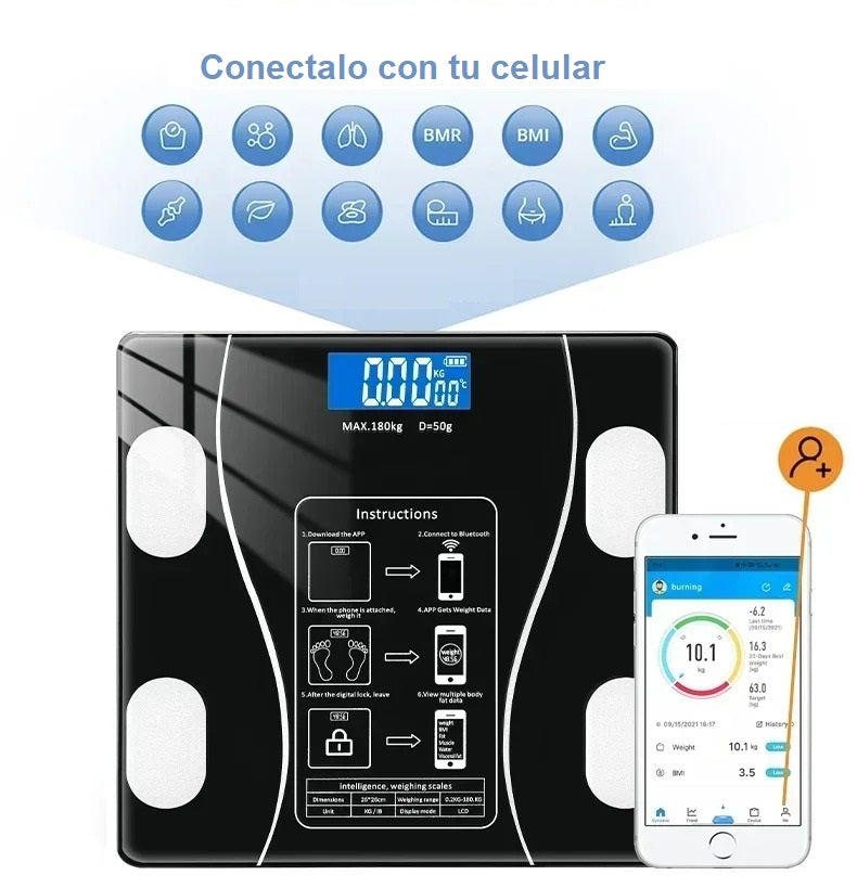 Balanza corporal inteligente con Bluetooth