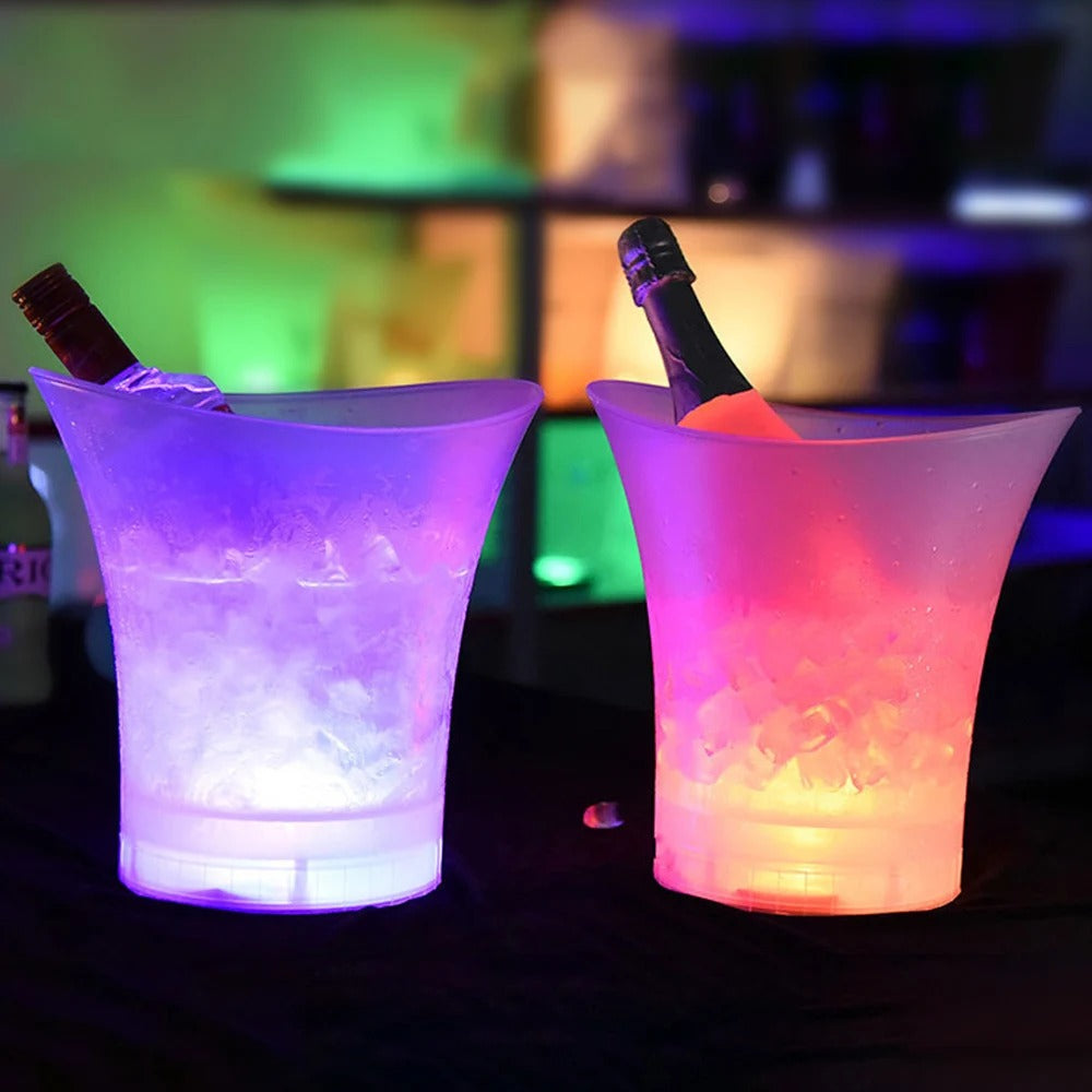 Cubeta de Hielo LED con Parlante Bluetooth – ¡La Estrella de tus Fiestas!