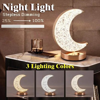 Lámpara Luna de Cristal.  Ilumina tu Espacio con un Toque Celestial