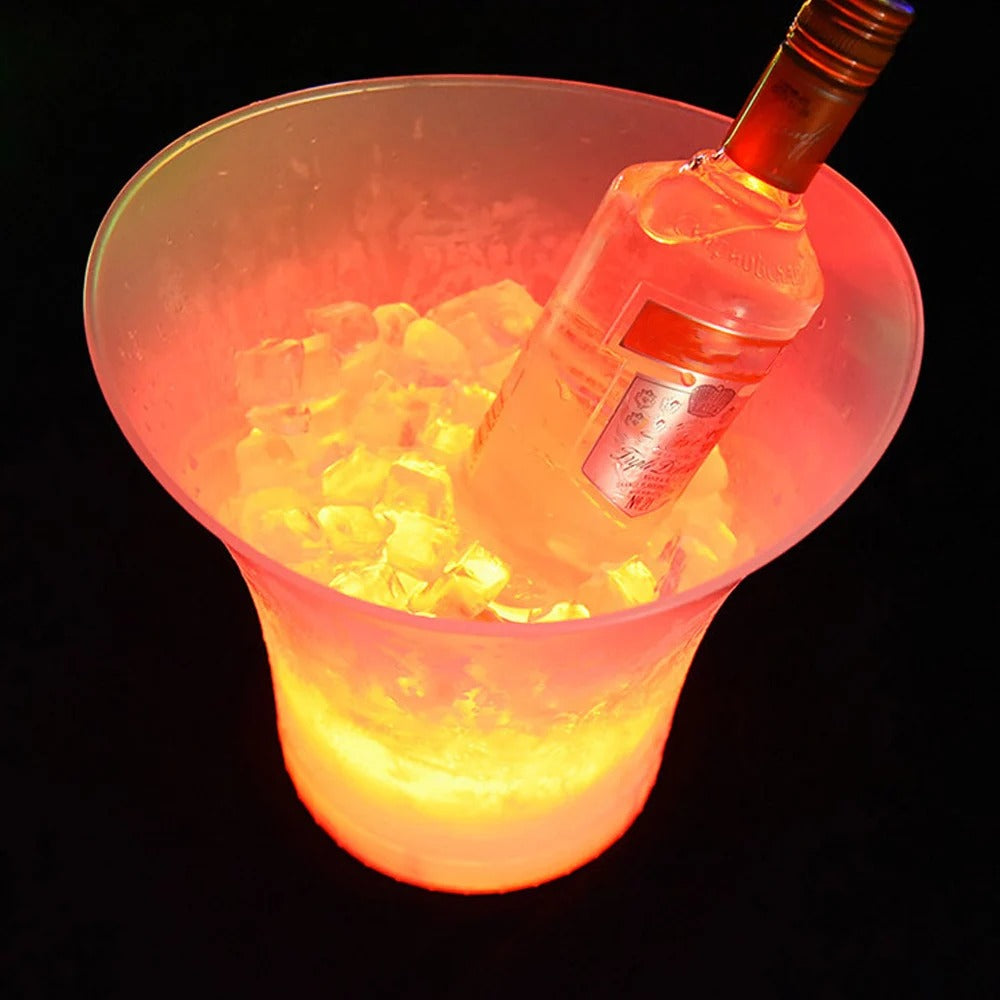 Cubeta de Hielo LED con Parlante Bluetooth – ¡La Estrella de tus Fiestas!