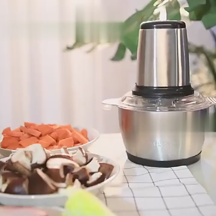 Cargar video: Picadora de carne eléctrica doméstica de acero inoxidable 304 de alta calidad.
