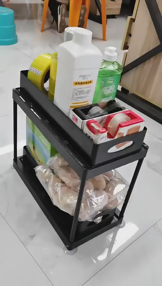 Cargar video: Organizador de Estantería de 2 Capas